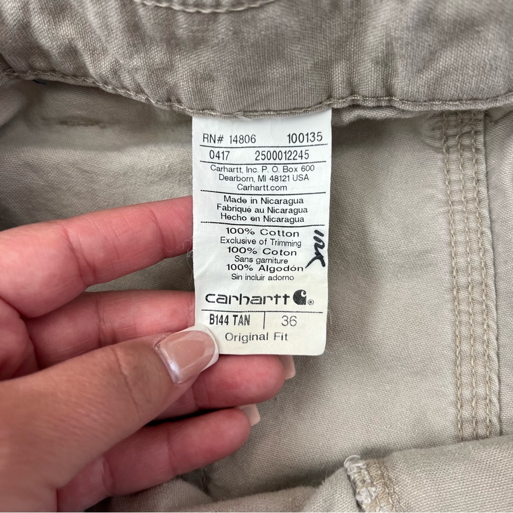 Carhartt Men's B144 Tan Carpenter Canvas Work Original Fit Shorts Size 36 - Picture 5 of 10